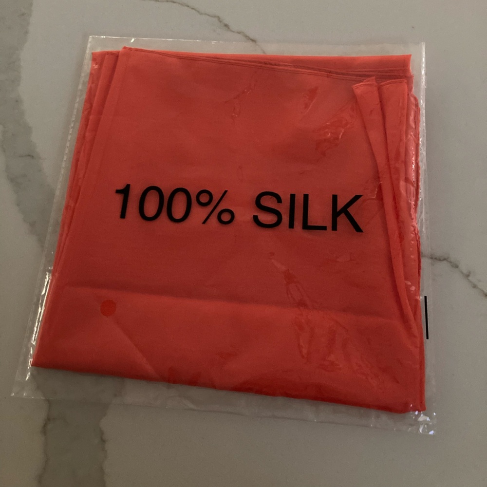 100% Silk Scarf squer- Vibrant orange